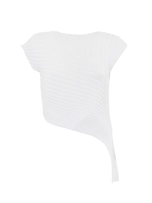 Maglia asimmetrica in nylon tecnico bianco Liviana Conti | F5SG26A01-0